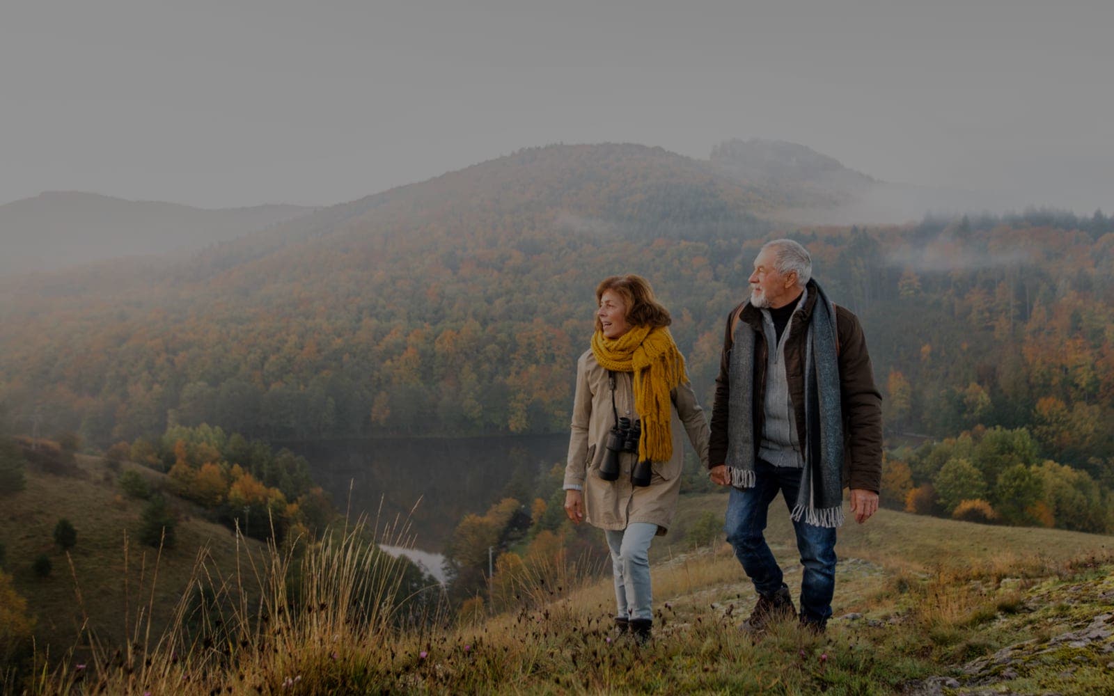 senior couple walking