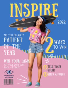 magazine cover of teenage girl with long board in her right hand